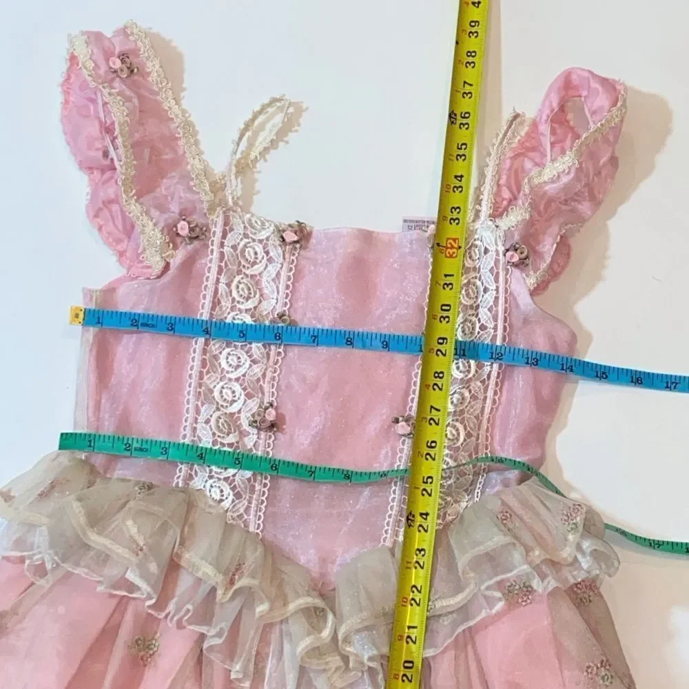 🥰Creaciones Sarahi Elegant Pink and Cream Kids Theater Costume Dress Size 8 Girl